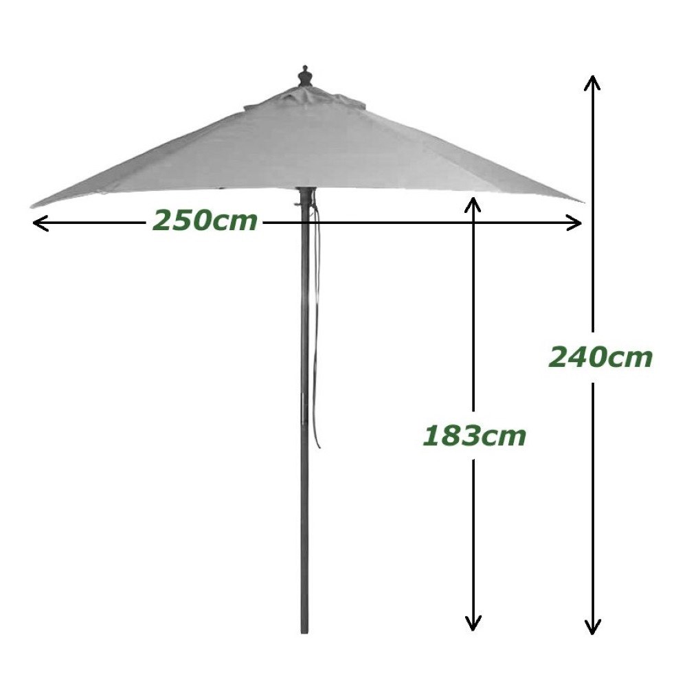 2.5m Wooden Round Pulley Parasol