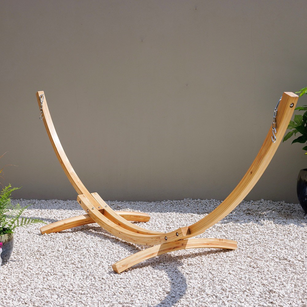 Single Hammock With Natural Wooden Arc Stand