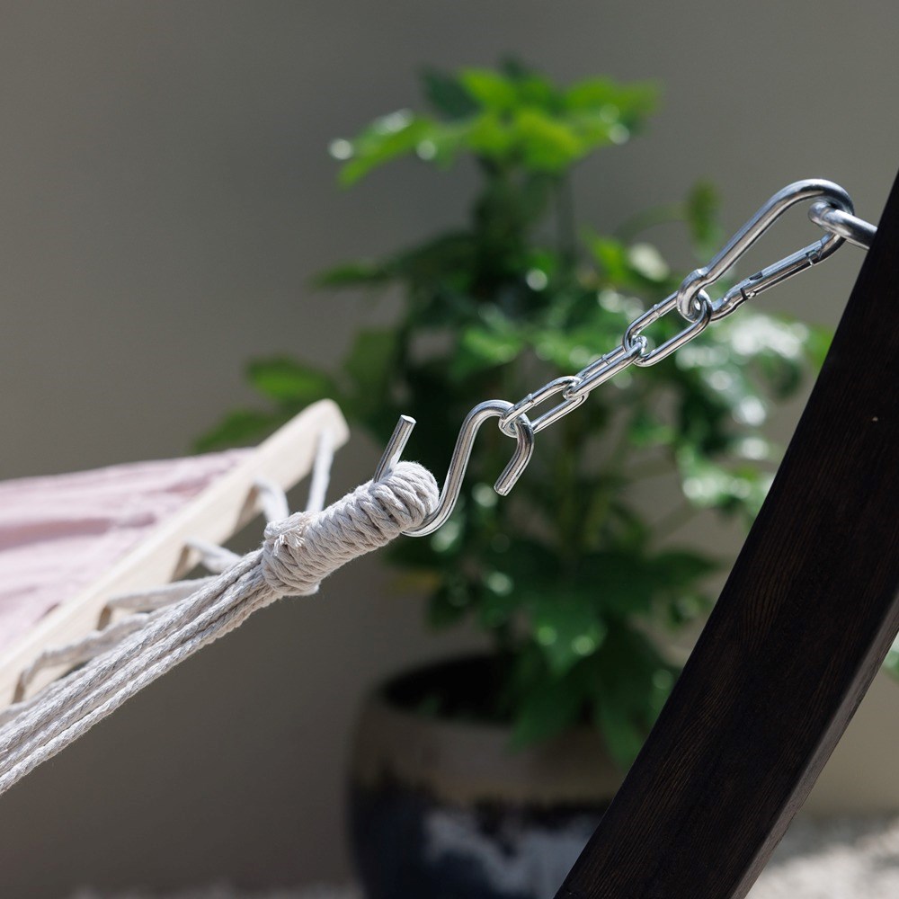 Single Hammock With Charcoal Wooden Arc Stand