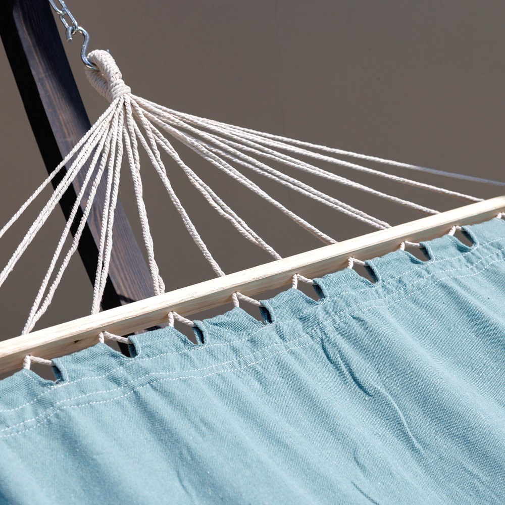 Single Hammock With Charcoal Wooden Arc Stand