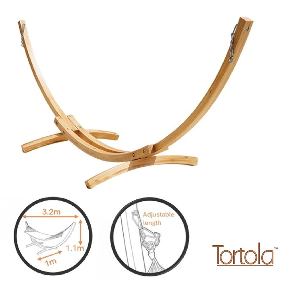 Single Hammock With Natural Wooden Arc Stand