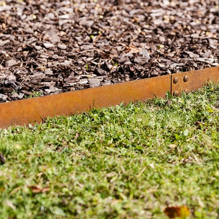 5m Flexible Corten Steel Lawn/Path Edging - H65mm