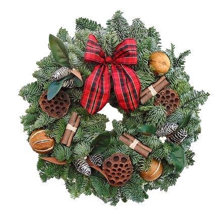 Merry Spice wreath - handmade with fresh foliage