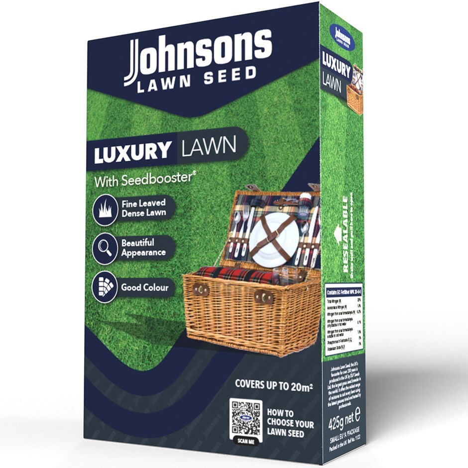 Buy lawn grass seed for a fine luxury lawn Johnsons Luxury lawn seed £