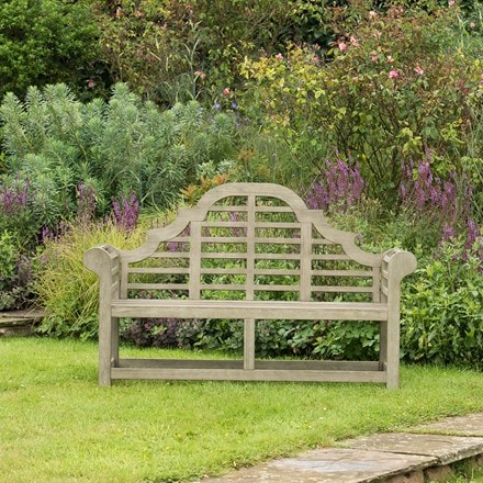 Grande lutyens-style garden bench weathered