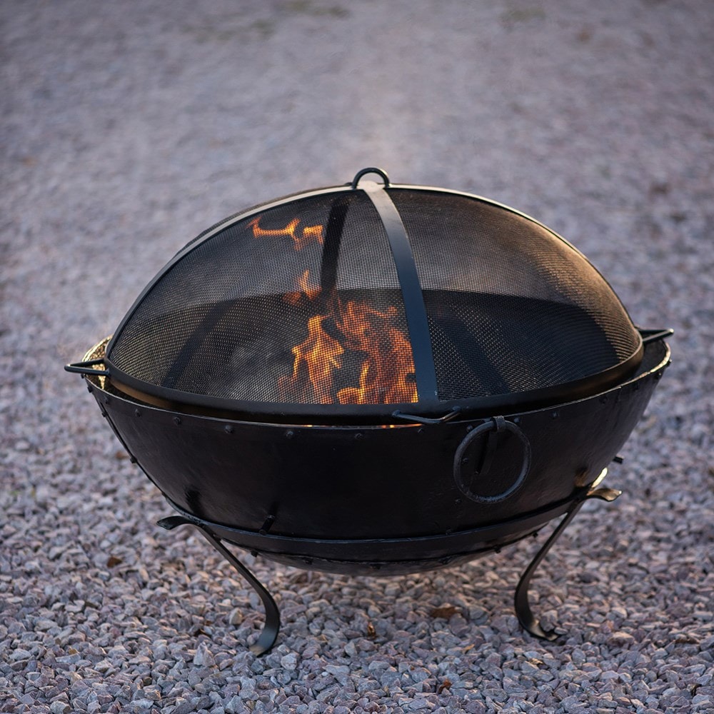 Large Indian Fire Pit Bowl, Cast Iron Fire Pit Cooking Pot