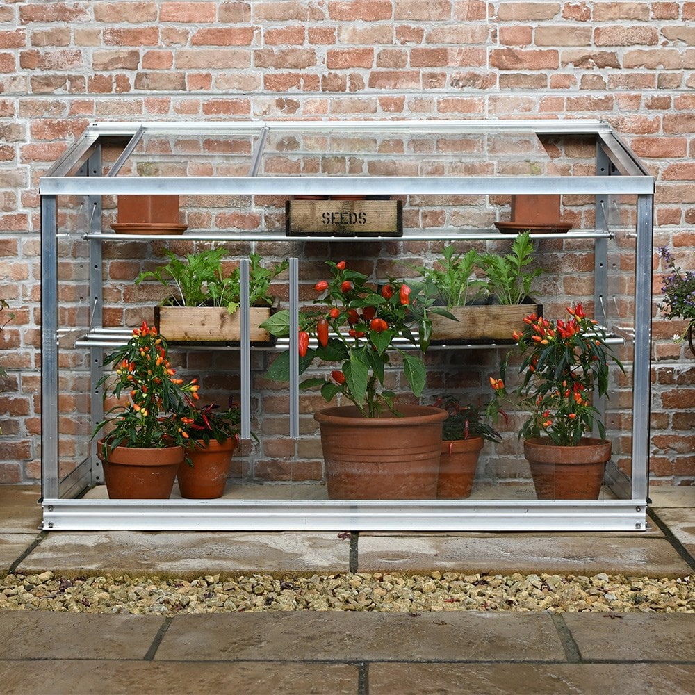 Small space aluminium half wall growhouse