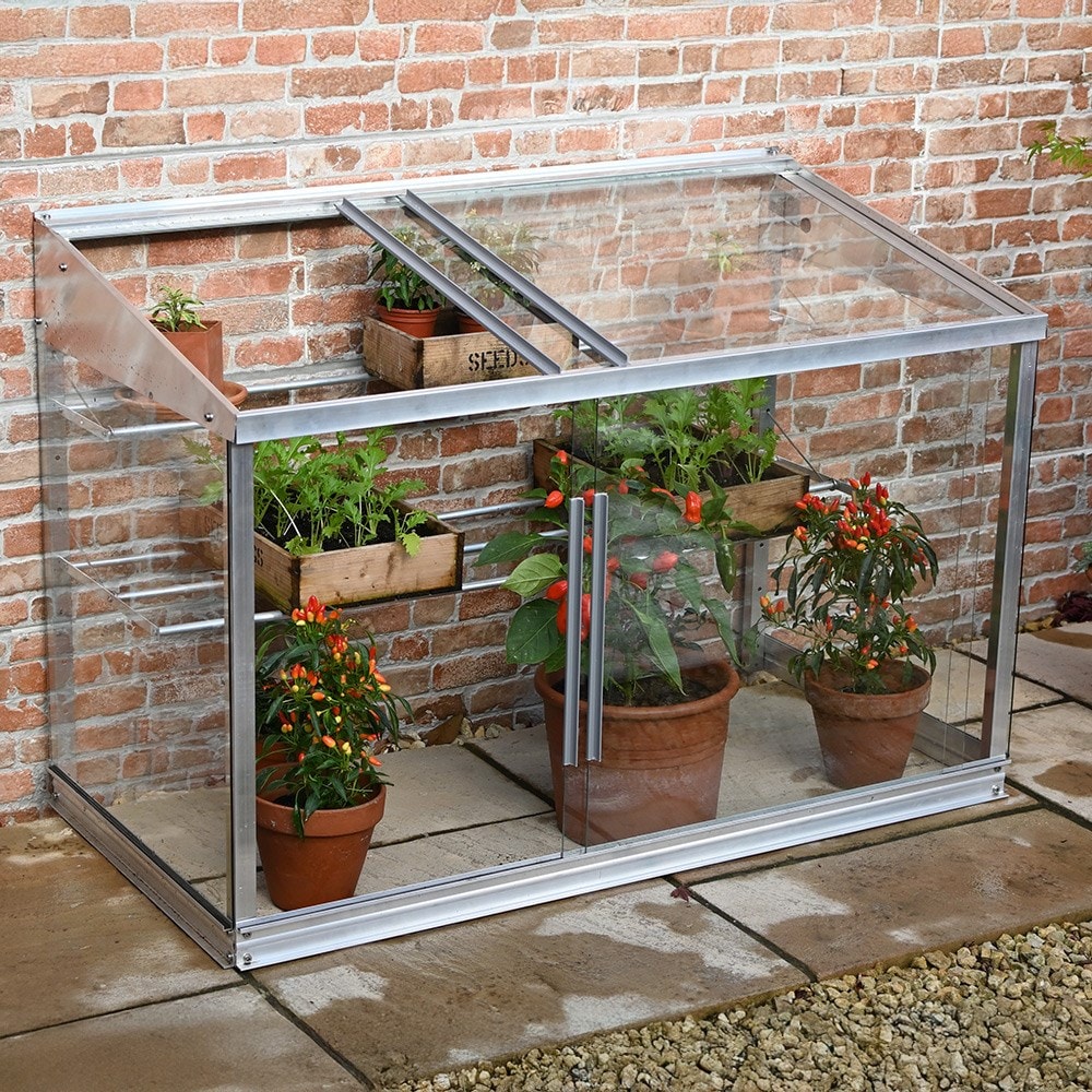 Small space aluminium half wall growhouse