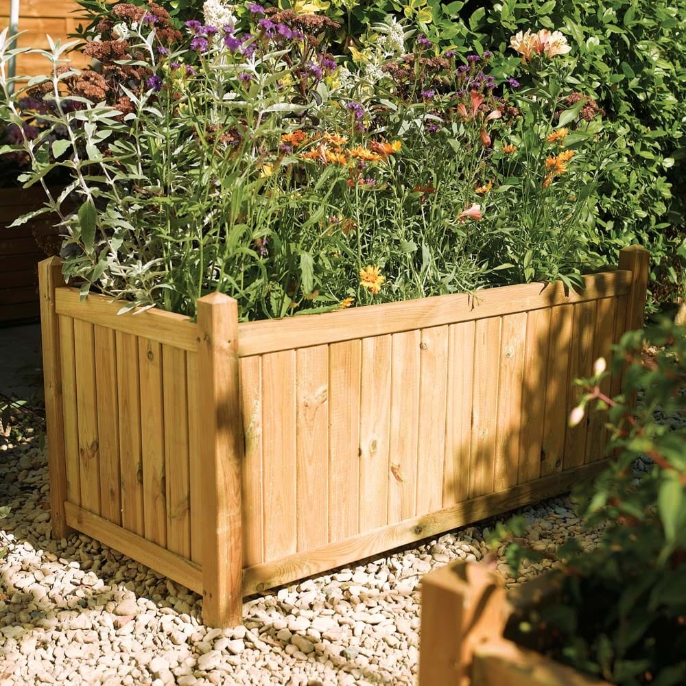 Wooden rectangular planter