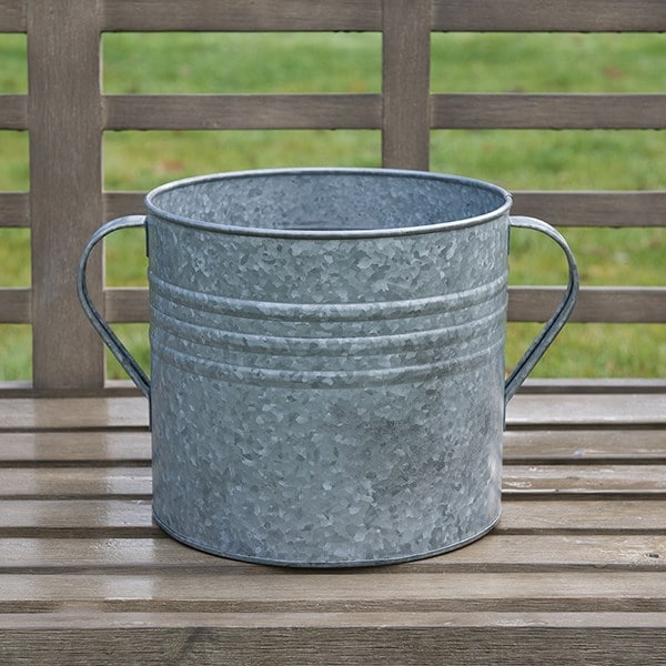 Galvanised planter with handles