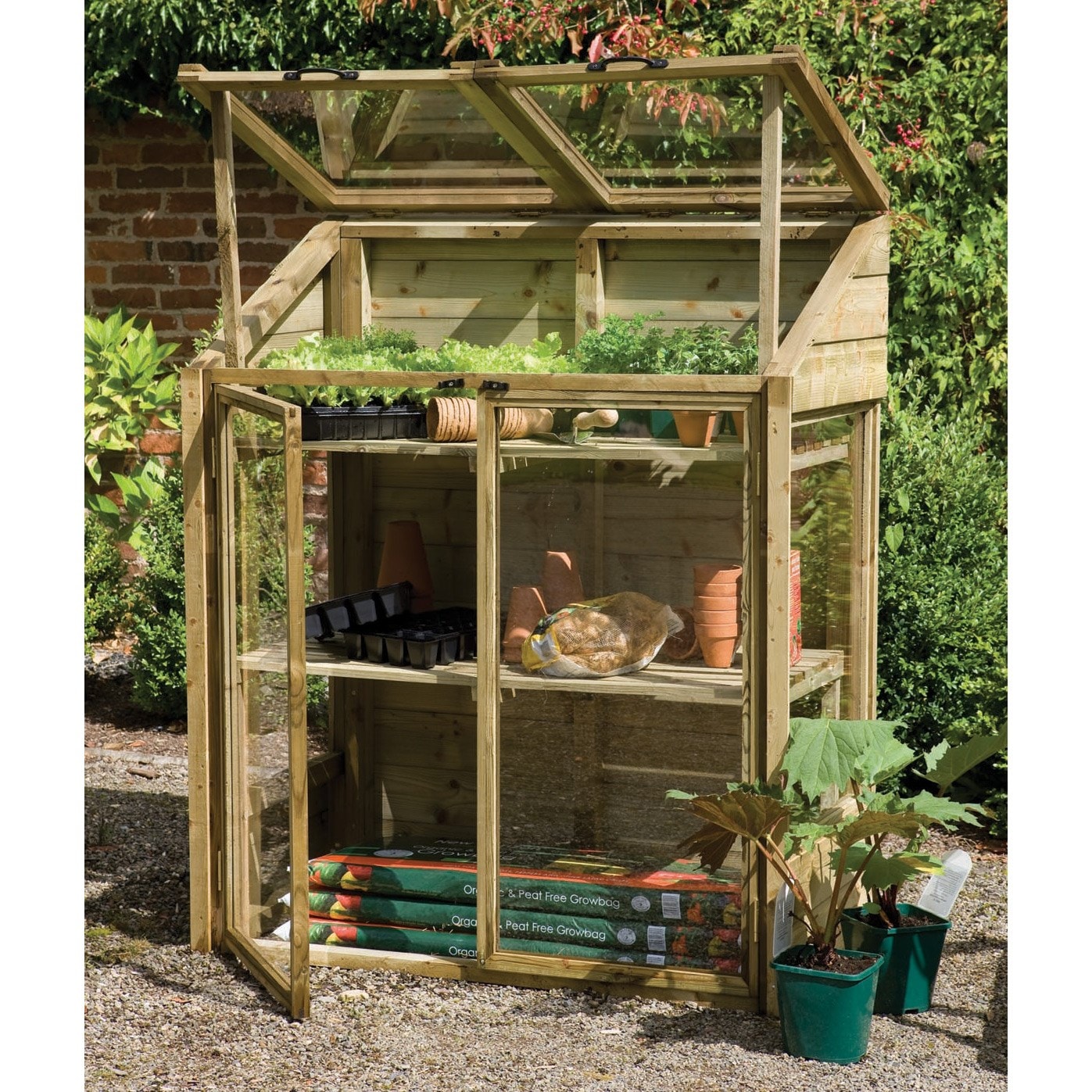 Small wooden greenhouse - natural