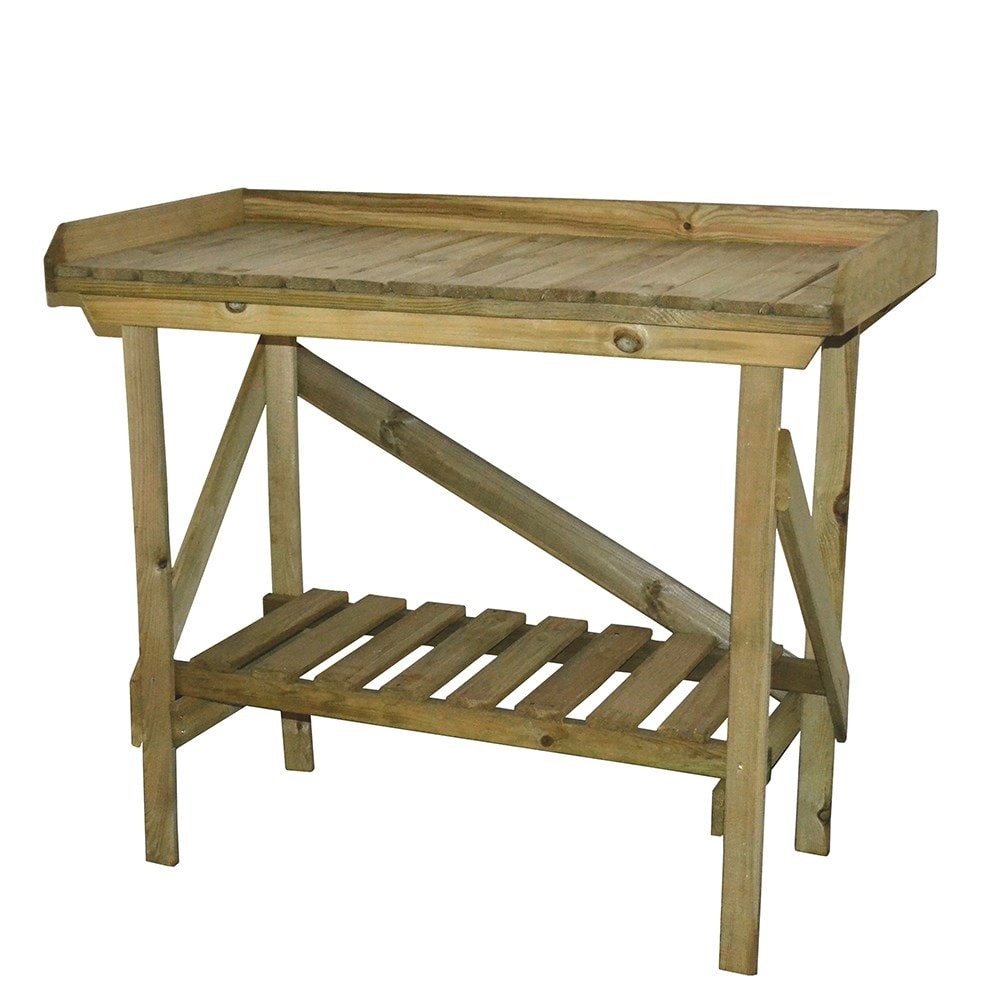 Wooden garden potting bench - natural