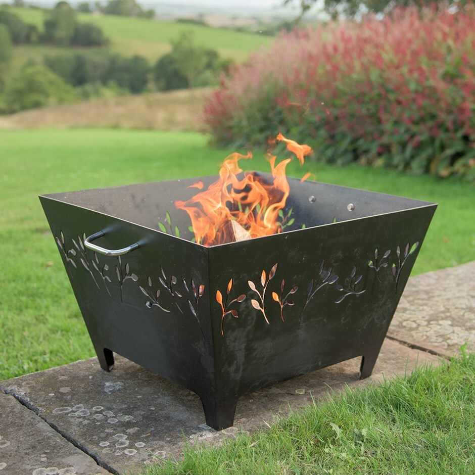 Leaf Motif Iron Fire Pit Delivery By Crocus Zoom