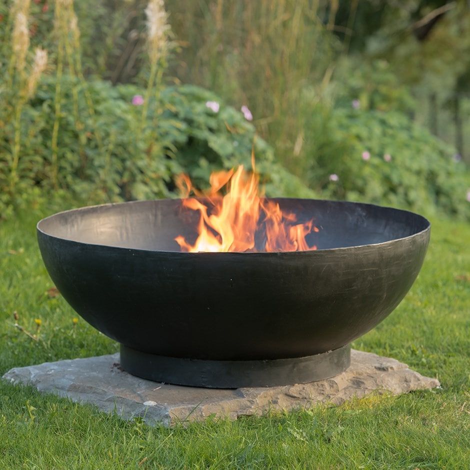 Large iron fire pit bowl