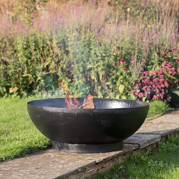 Large Iron Fire Pit Bowl Delivery, Wok Style Cast Iron Fire Pit