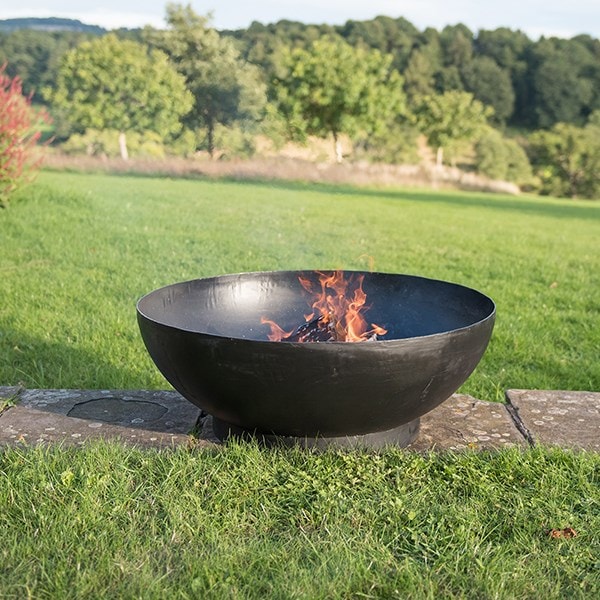 Large iron fire pit bowl