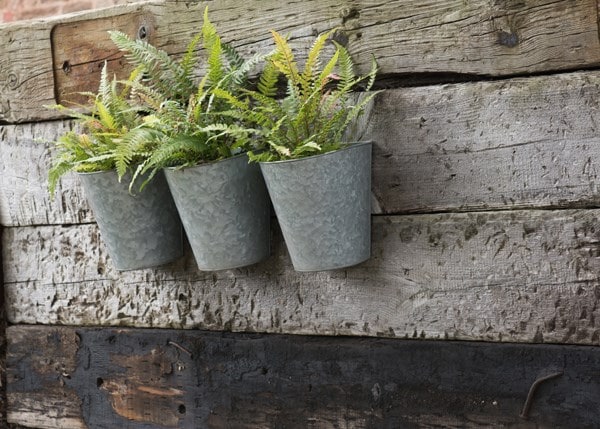 Galvanised wall planters - set of 3