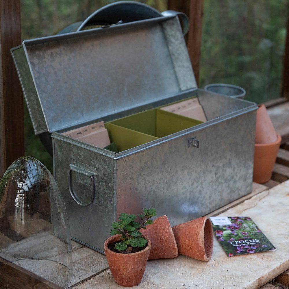 Lockable galvanised calendar seed trunk