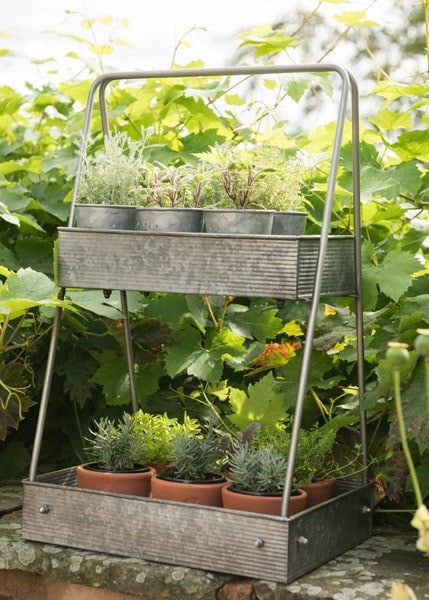Galvanised portable plant caddy