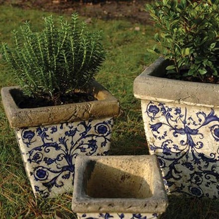 Aged ceramic flower pot - set of 3