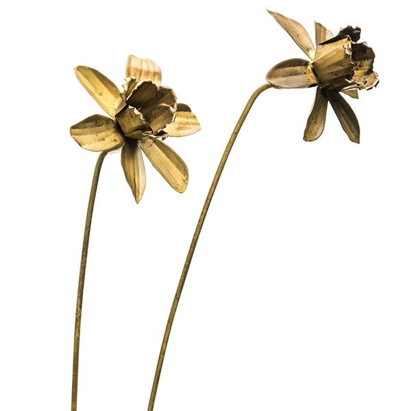 Daffodil flower stake - antique brass
