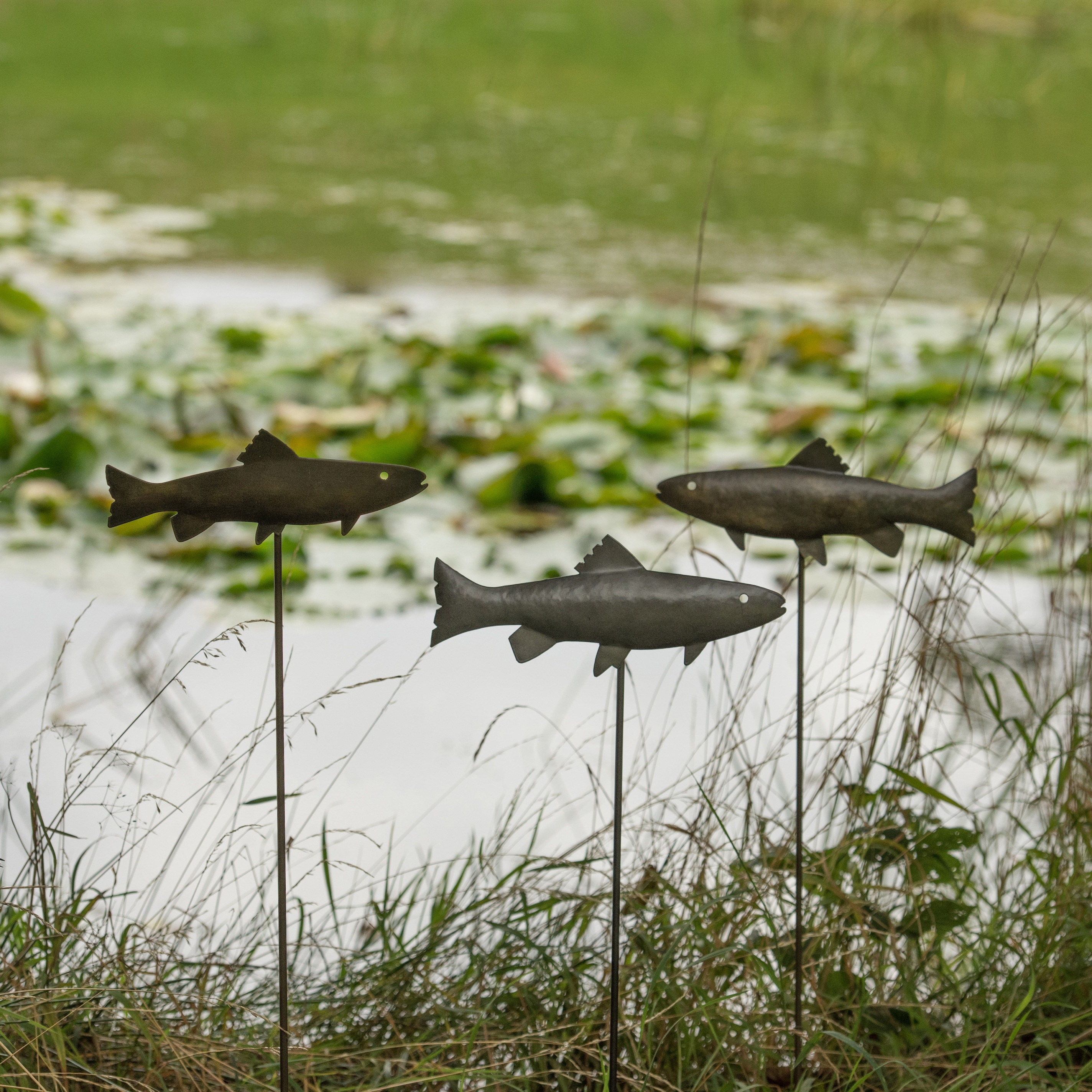 Antique brass metal trout stake
