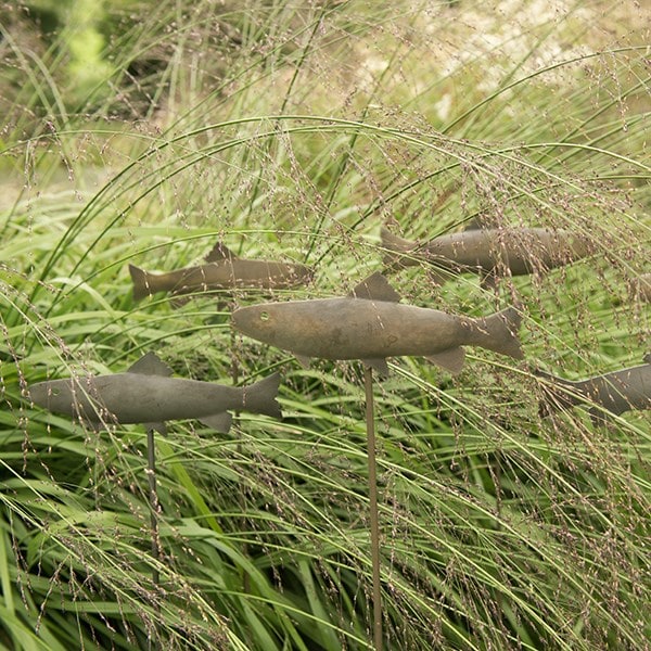 Antique pewter metal trout stake