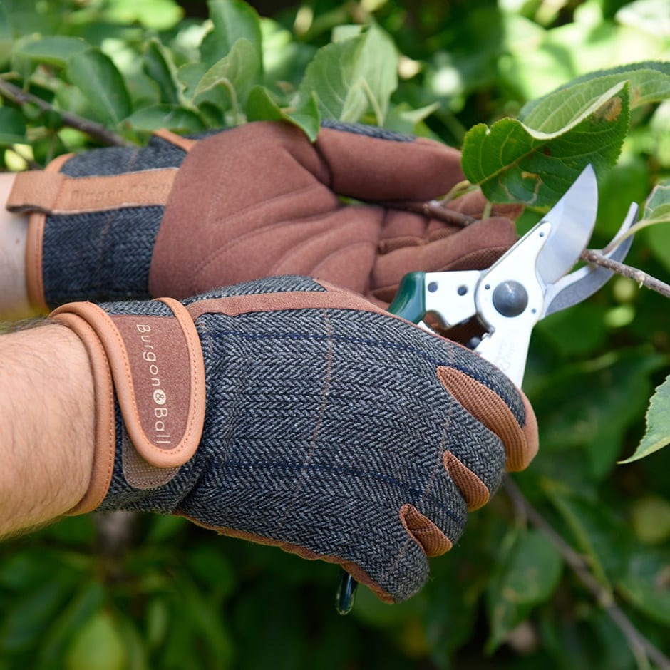 Tweed gardening gloves - grey