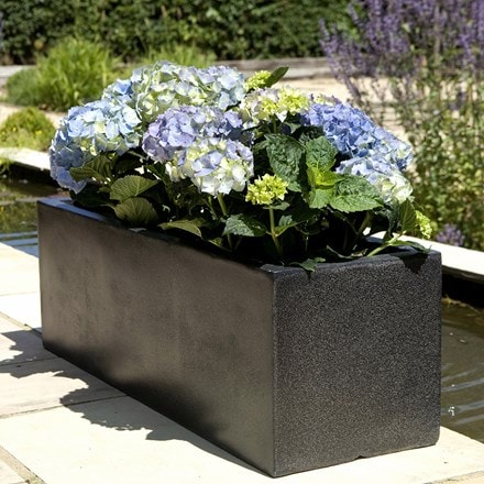 Cadix black low rectangular planter