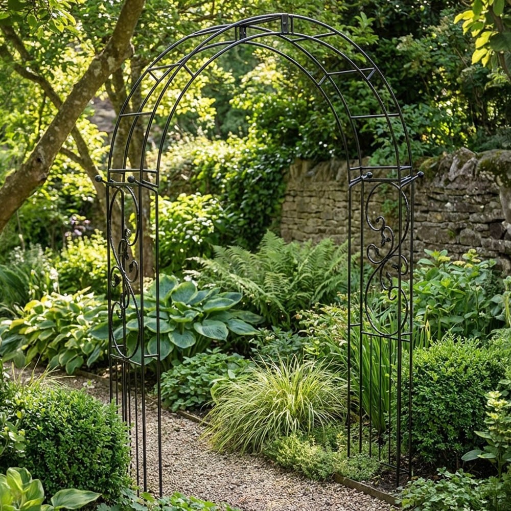 Imperial traditional metal garden arch - black