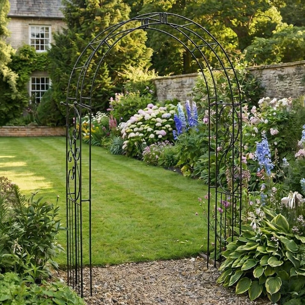 Imperial traditional metal garden arch - black