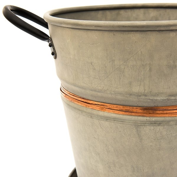Planter with copper belt and tray