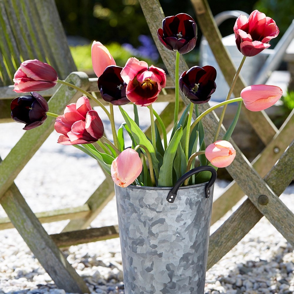 Galvanised metal flower bucket 