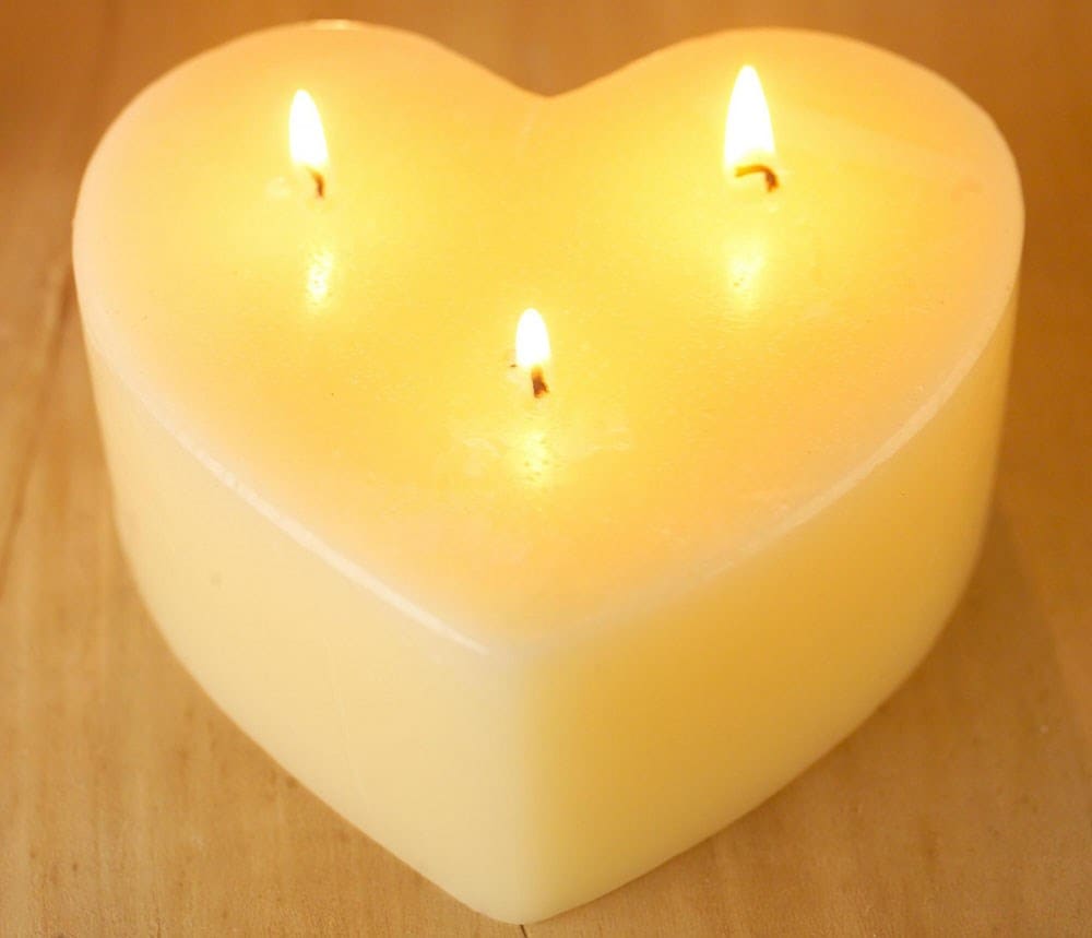 Buy St Eval multiwick unfragranced ivory heart candle Delivery by Crocus
