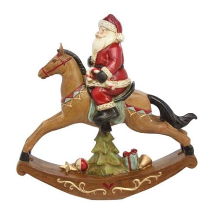 Resin Santa on rocking horse ornament