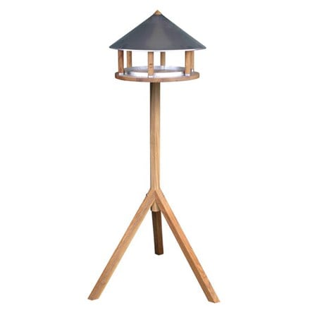 Picture of Oak bird table with zinc plated roof