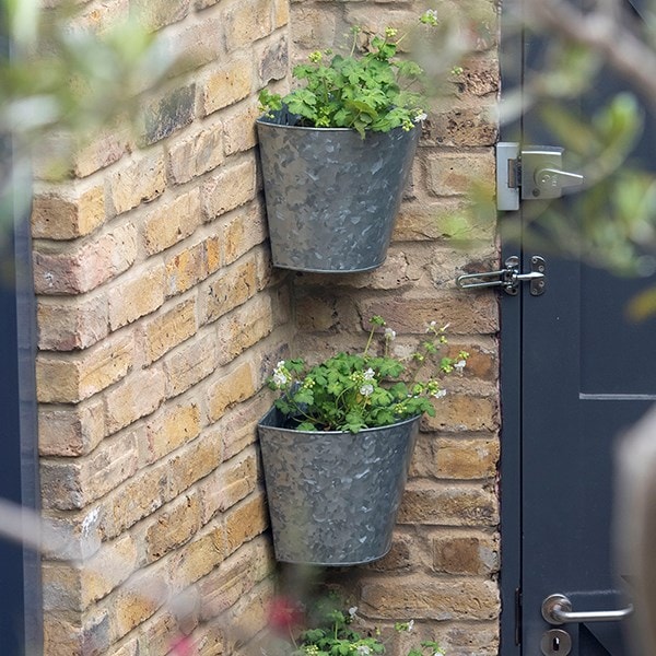 Galvanised corner wall planters - set of 3
