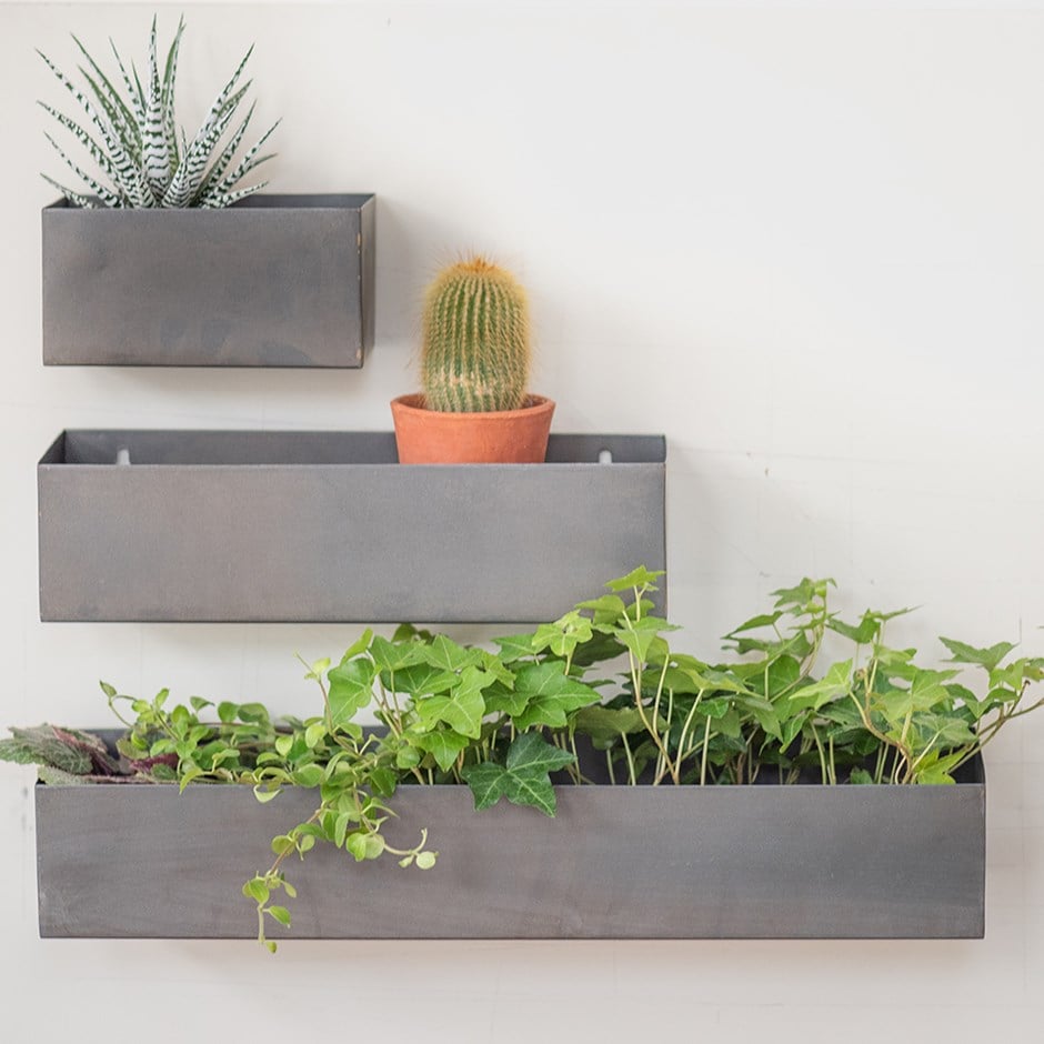 Zinc wall planters - set of 3
