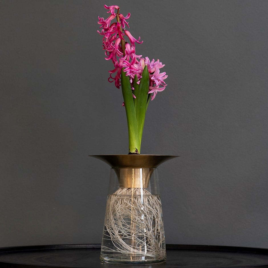 Brass flute hyacinth vase
