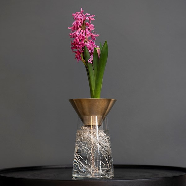 Brass cone hyacinth vase