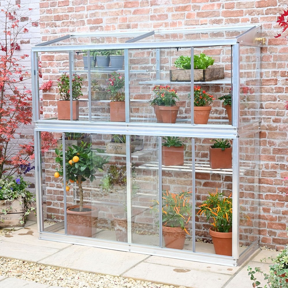 Large premium lean-to aluminium growhouse 
