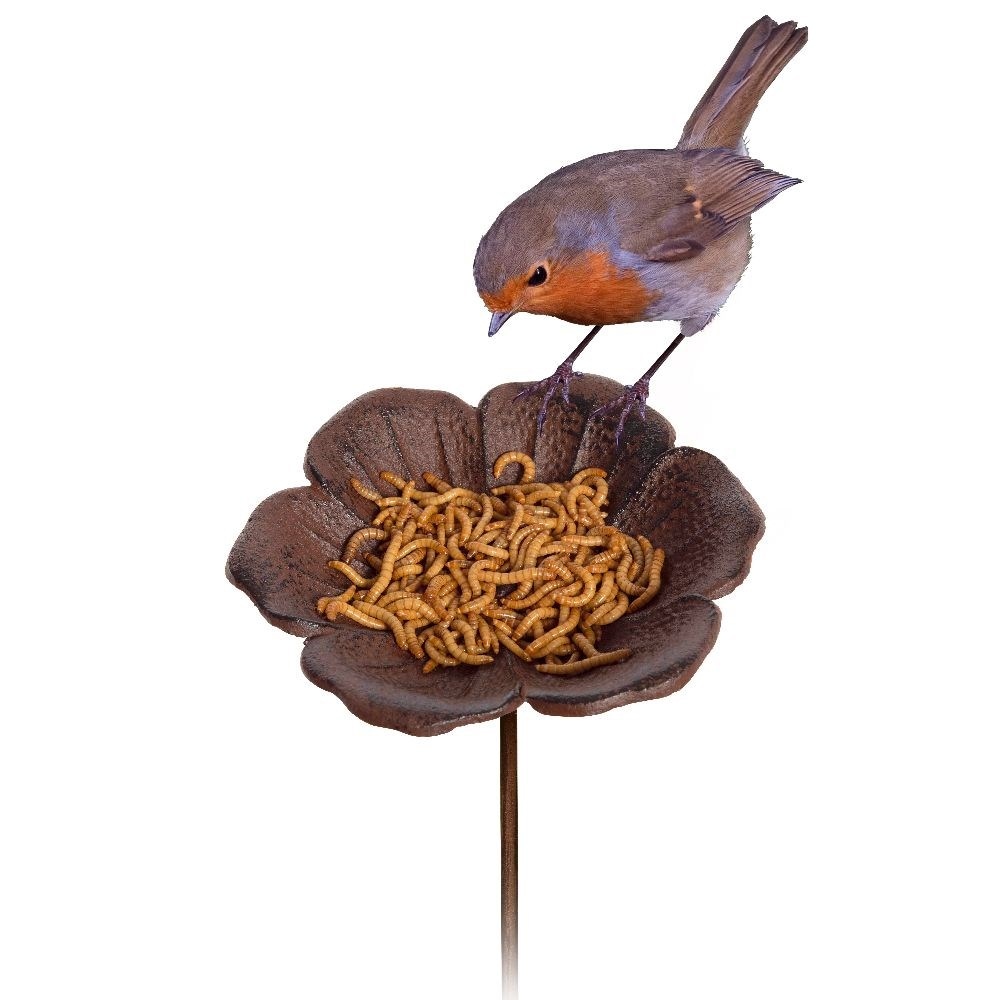Poppy stake bird feeder