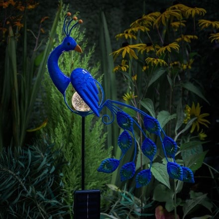 Solar peacock stake light