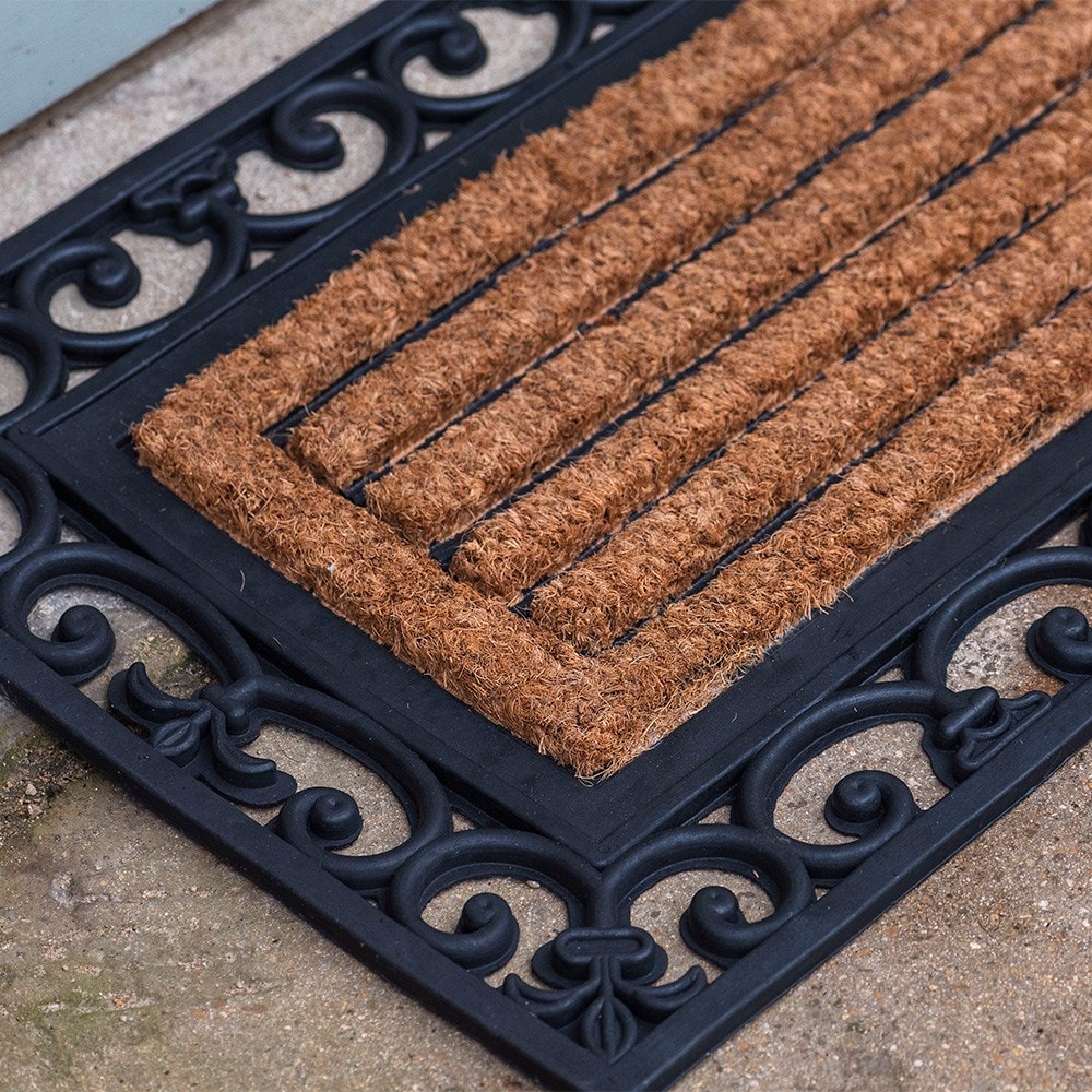 Large rubber & coir doormat