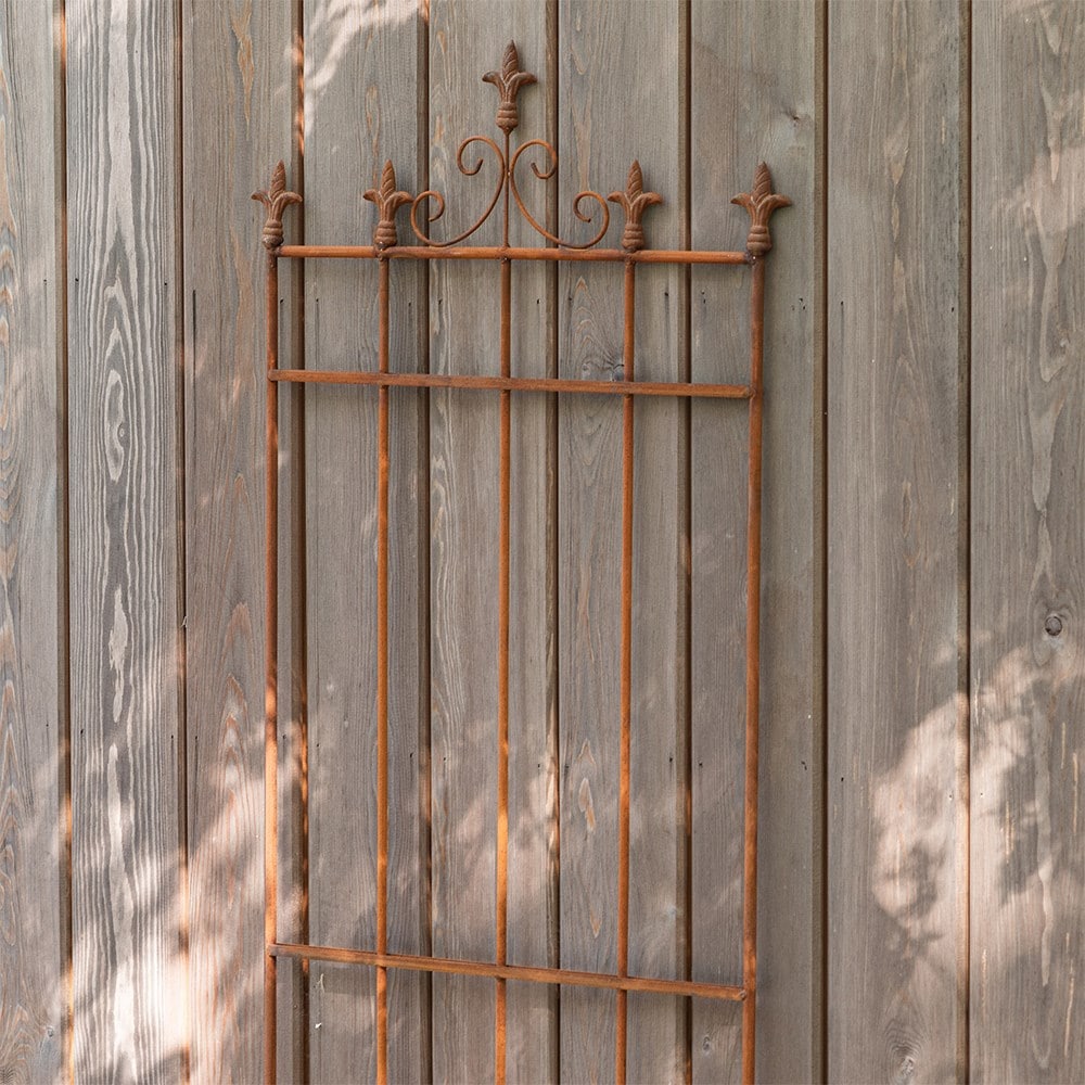 Fleur de lys trellis plant support - rust