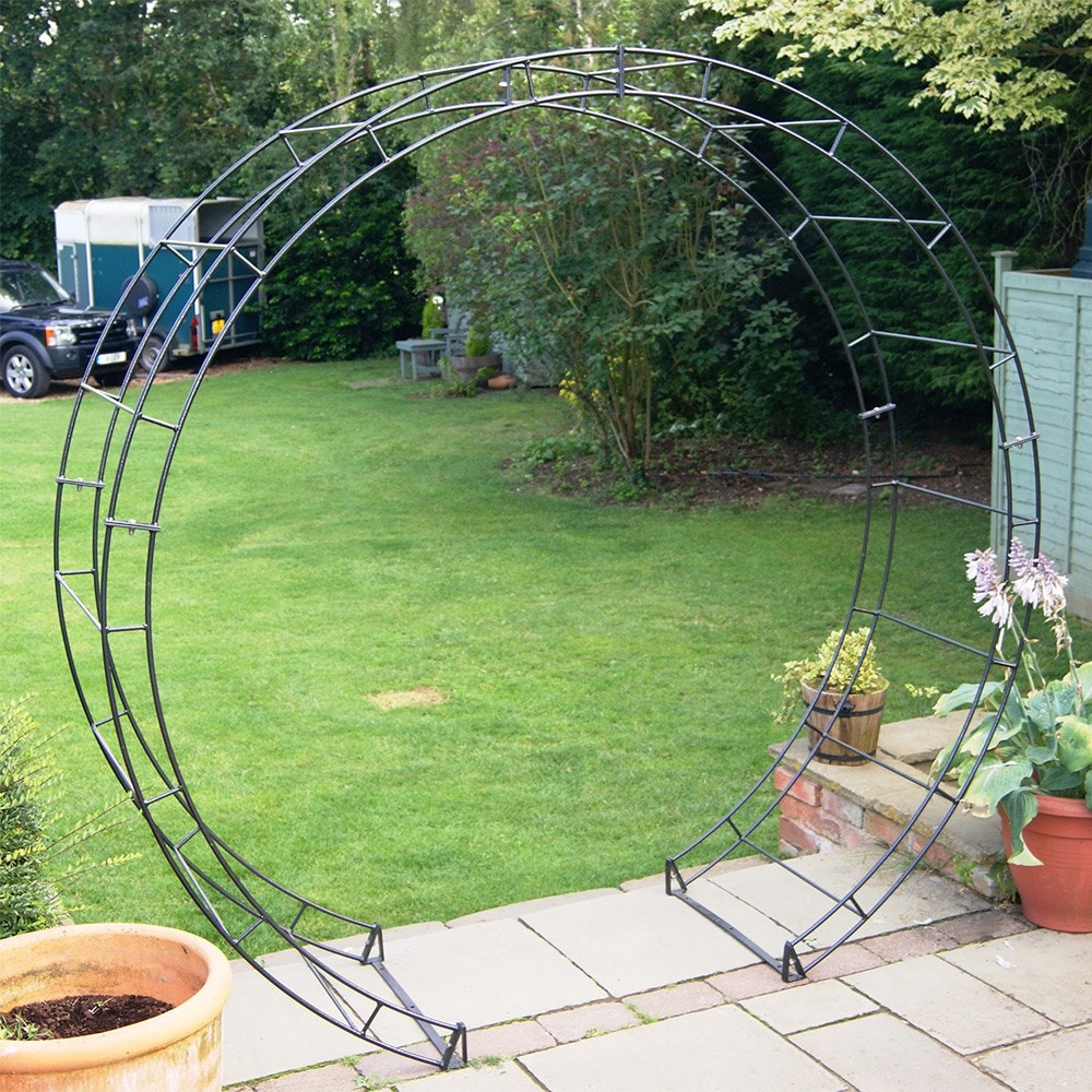 Round large moon garden arch - black