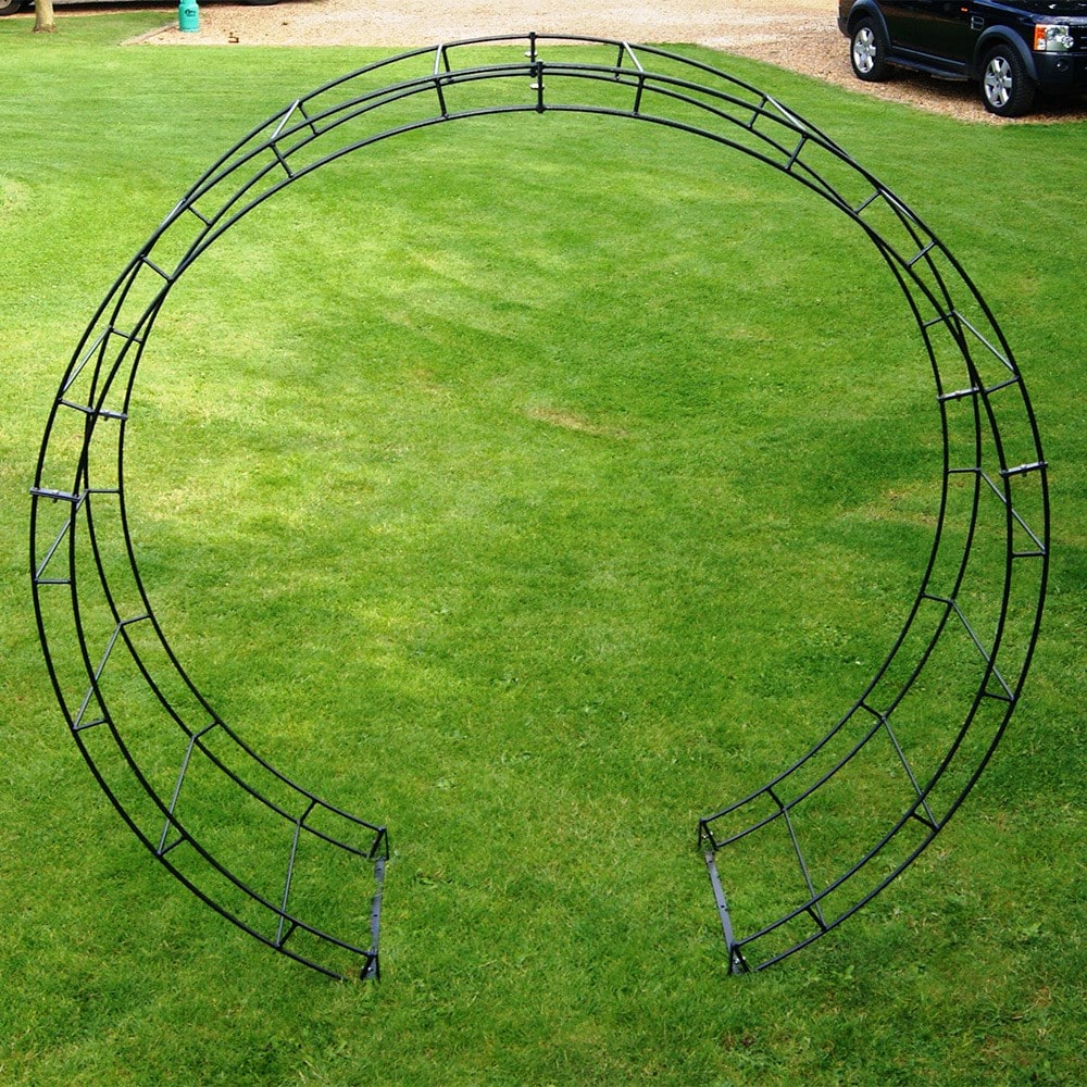 Round large moon garden arch - black