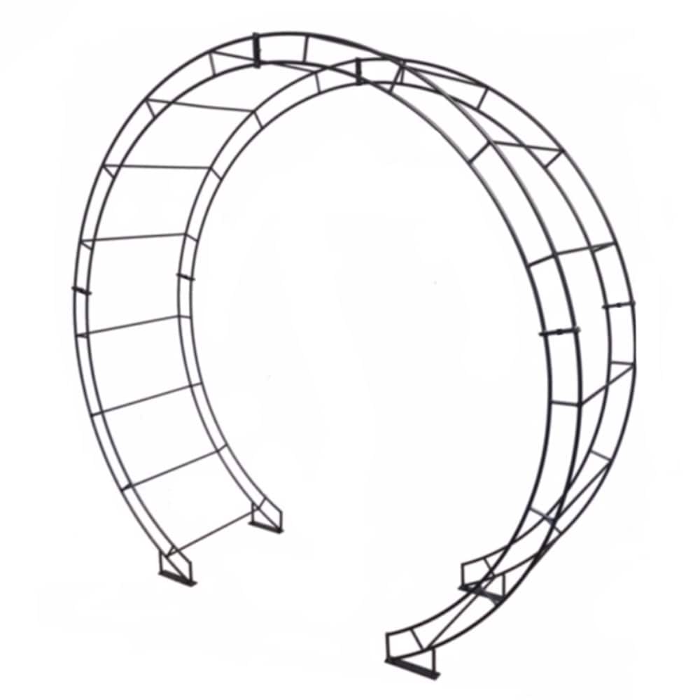 Round large moon garden arch - black