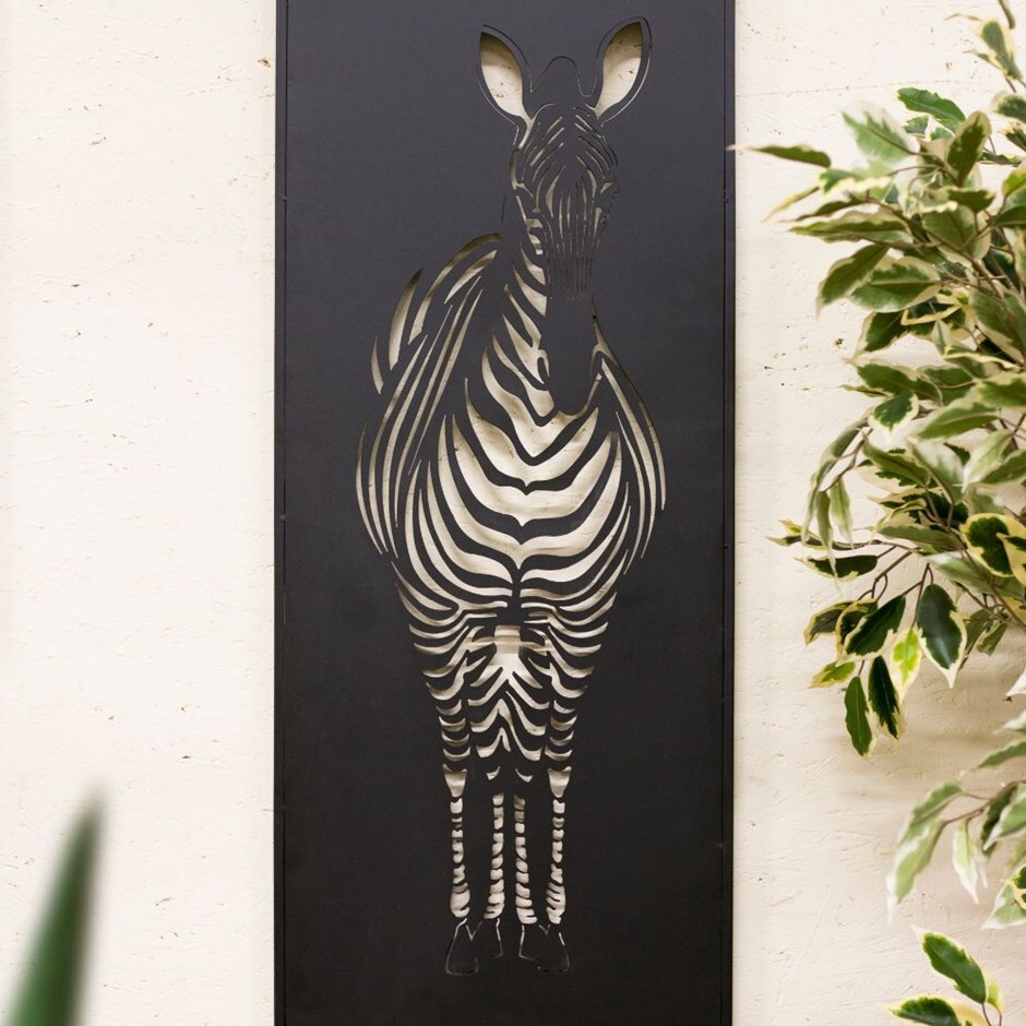 Buy Black Zebra Indoor Outdoor Steel Wall Art Delivery By
