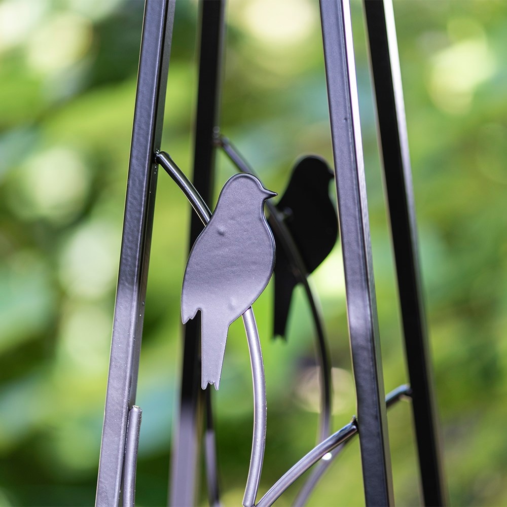 Perching birds obelisk - black